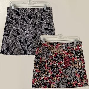 Rafaella Floral Tropical Feminine Sporty Vacation Casual Tennis Skort Set of 2 S